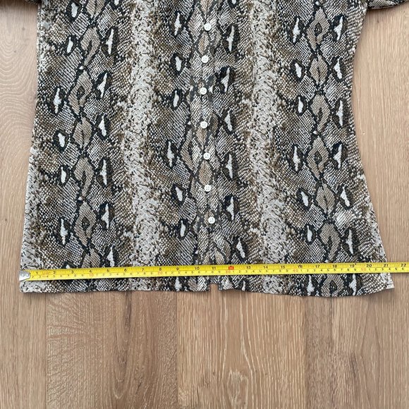 Banana Republic Blouse Women Small Sheer Snake Python Print Brown Black - Picture 13 of 15